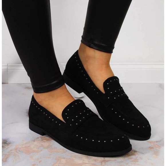 Bleecker & Bond Studded Suede Arden Loafers - Picture 1 of 11